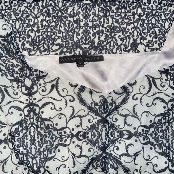 Antonio Melani Women's White/Black Short Sleeve Aline top size 12 - Picture 7 of 10